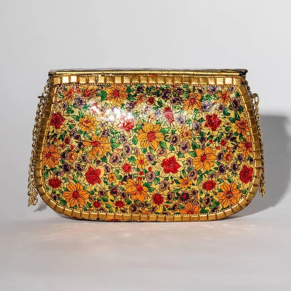 Antik Kraft Amoli Metal Clutch Purse in Floral Print - Picture 10 of 10